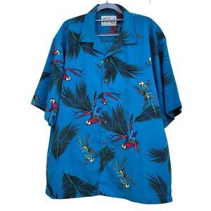 Vtg Reservoir Hawaiian Shirt Men's XL Multicolor Button-up Tropical Parrot Print